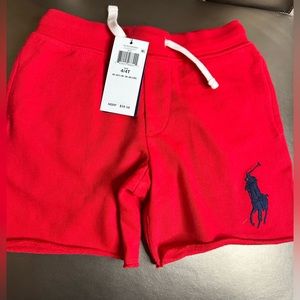 Ralph Lauren/Polo boys red shorts with large navy polo.